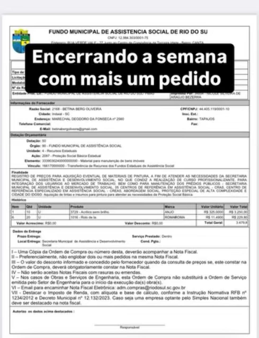 Ordem de compra recebida